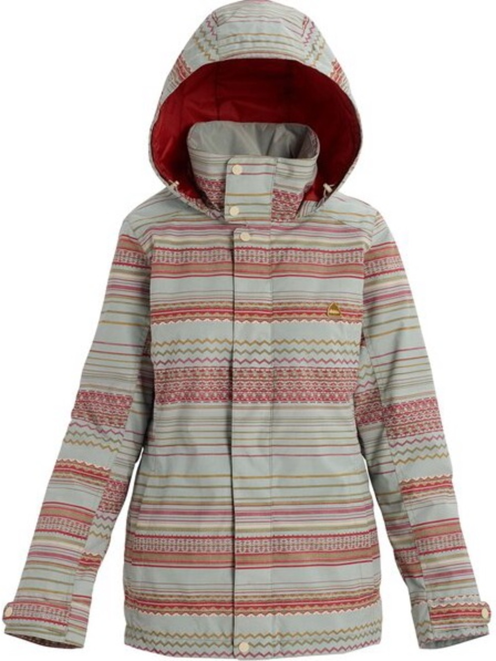 Burton Jet Set Aqua Grey Coral Cream Revel Stripe Hooded Snow Jacket Southwest S